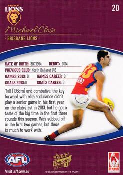 2014 Select AFL Honours Series 1 #20 Michael Close Back